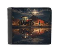 sinyumoney Farm Scene Reflections 3D Print Clutch Purse Credit Cards Coins RFID Blocking Leather Men's Wallet Craftsmanship Gifts 11.7cm*9.5cm
