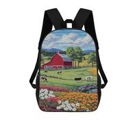 sinyumoney Farm Scene with Red Barn Backpack School Bag Lightweight Casual Daypack School Backpacks for School/Work/Travel 17inch