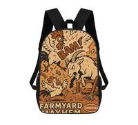 sinyumoney Farmyard Mayhem Cartoon Illustration School Backpack 3D Printed Children's 17inch Backpacks Bag Bookbag for Kids Boy Girl Book Bags Kids School Bag Travel Rucksacks