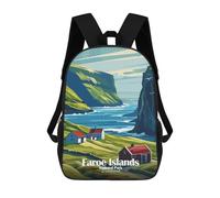 sinyumoney Faroe Islands National Park Denmark Backpack 3D Printed Children's School Backpack Kids Travel Backpacks High Capacity Book Bags Children's Backpack Rucksack 17inch