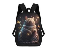 sinyumoney Fat Cat Butterfly Fantasy Backpacks Kids School Backpack School Bag 3D Printed Fashion School Bags for Boys Elementary And Middle School Students 17inch