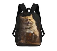sinyumoney Fat Cat Happy Beer Bar Pub Backpack School Bag Backpack For Girls Boys Backpacks Large Capacity Kids Backpack Lightweight School Bags For Kids Students 17inch