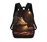 sinyumoney Fat Cat Pet Eats Food Cake Backpack School Bag Travel College Rucksack Backpacks for Camping Outdoor Adventures And Daily Travel 17inch