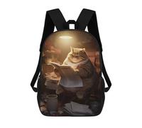 sinyumoney Fat Cat Reading Newspaper Children's Backpacks 17inch School Backpack 3D Printed Bag Bookbag for Kids Travel Rucksacks Boy Girl Book Bags Kids School Bag