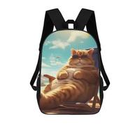 sinyumoney Fat Cat Sunglasses Chills Backpack School Bag Large Water Resistant Laptop Backpack for School/Work/Travel 17inch