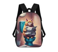 sinyumoney Fat Cat Toilet Newspaper School Bag Bookbag 3D Printed Children's Backpacks for Kids Boy Girl Book Bags Kids School Bag Travel Rucksacks 17inch