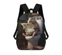 sinyumoney Fat Rat Toilet Newspaper Children's Backpacks School Backpack 3D Printed Backpack for Kids Travel Rucksacks Book Bags Kids School Bag 17inch