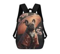 sinyumoney Fawn French Bulldog Kimono Backpack School Lightweight Casual Daypack School Backpacks for School/Work/Travel 17inch