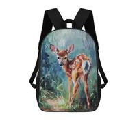 sinyumoney Fawn Grace Kids School Backpack School Bag 3D Printed School Bag for Boys Elementary And Middle School Students 17inch