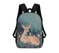 sinyumoney Fawn in A Forest Children's School Backpack 3D Printed for Kids Travel Rucksacks Book Bags Kids School Bag 17inch