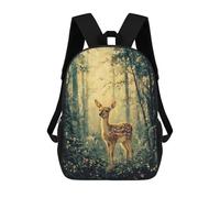 sinyumoney Fawn in A Sunlit Forest Children's Backpack, 3D Printed School Backpack, Backpack for Boys Girls, Adjustable School Bag for Primary School 17inch