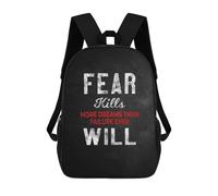 sinyumoney Fear Kills Dreams Rucksack Water Resistant School Bag Business Backpack for Boys/Girls/Teenagers 17inch