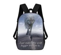 sinyumoney Fear Makes The Wolf Bigger Children's 17 Inch School Backpack 3D Printed Casual Daypacks for Kids Travel Rucksacks Book Bags Kids School Bag
