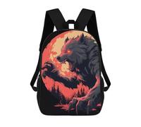sinyumoney Fearsome Werewolf Howling at The Moon Backpack 3D Printed Children's School Backpack Kids Travel Backpacks High Capacity Book Bags Children's Backpack Rucksack 17inch