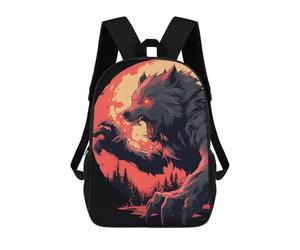 sinyumoney Fearsome Werewolf Howling at The Moon Backpack 3D Printed Children's School Backpack Kids Travel Backpacks High Capacity Book Bags Children's Backpack Rucksack 17inch