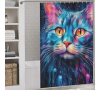 sinyumoney Feline Dreams 100% Polyester Fabric Washable Modern Fabric Bathroom Decor Set for Shower Bath Curtain Wet Room 56.30x70.87Inch（143x180cm）