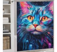 sinyumoney Feline Dreams 100% Polyester Fabric Washable Modern Fabric Bathroom Decor Set for Shower Bath Curtain Wet Room 69.69x70.87Inch（177x180cm）