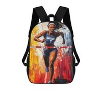 sinyumoney Female Athlete Painting Rucksacks 3D Printed Children Backpacks Fashion Casual Daypack Cute Travel Bags Outdoor Casual Daypack for Boy And Girl 17inch