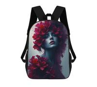 sinyumoney Femme Florale Floral Muse Woman with Flowers 3D Printed Children's School Backpack for Kids High Capacity Travel Rucksacks Book Bags Kids School Bag Back Pack 17inch