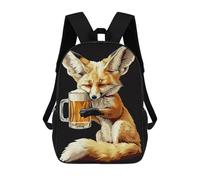 sinyumoney Fennec Fox Beer School Backpack School Bags For Girls Boys Backpack With Pocket Fashion School Bag Kids Backpack 17inch