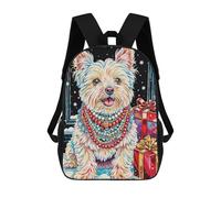 sinyumoney Festive Dog with Gifts School Backpack for Girls Backpack Water Repellent Casual Daypack Lightweight Rucksack Boy Girl School Backpack 17inch