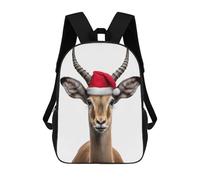sinyumoney Festive Impala with Santa Hat School Backpack 3D Printed School Bags Boys Girls Laptop Backpack for Kids/Students/Adults 17inch