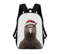 sinyumoney Festive Kiwi Bird Portrait with Santa Hat School Backpack Daypacks Business Backpack Water Resistant Bookbag for Men/Women 17inch