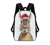 sinyumoney Festive Patagonian Mara with Santa Hat 3D Printed Kids School Bag Rucksacks Children's School Fashion Casual Back Pack High Capacity Travel Book Bags Backpack for Kids 17inch