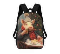 sinyumoney Festive Pig with Beer Children's Backpacks 17inch School Backpack 3D Printed Bag Bookbag for Kids Travel Rucksacks Boy Girl Book Bags Kids School Bag