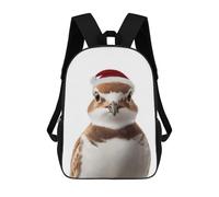 sinyumoney Festive Plover Bird with Santa Hat School Bag Backpack Teen Schoolbag 3D Printing Adjustable Schoolbag Fashion Pocket Bag for Kids Boys Girls Students And Teenagers Fans 17inch