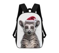 sinyumoney Festive Ringtail Portrait Backpack 3D Print Kids Bag Elementary Students Daypack Lightweight School Bag for Children Girls Boys Nursery Lunch Pack 17inch