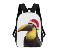 sinyumoney Festive Toucan with Santa Hat Backpacks 3D Printed Kids School Backpack Outdoor Casual Daypack Fashion Casual Children Backpacks Cute Travel Bags 17inch