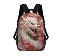 sinyumoney Fierce Dragon Red Flowers Rucksacks 3D Printed Children Backpacks Fashion Casual Daypack Cute Travel Bags Outdoor Casual Daypack for Boy And Girl 17inch