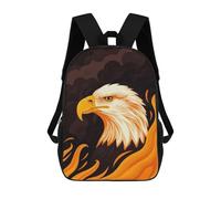 sinyumoney Fierce Eagle Vector Portrait with Fiery Backdrop Rucksacks 3D Printed Children Backpacks Fashion Casual Daypack Cute Travel Bags Outdoor Casual Daypack for Boy And Girl 17inch
