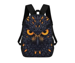 sinyumoney Fierce Owl Vector Portrait with Glowing Orange Eyes Kids Backpacks,3D Personalized School Bookbags for Boys Girls Large Schoolbags Casual Daypack 17inch