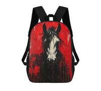 sinyumoney Fierce Stallion Bold Expressionist Horse Portrait Children's Backpack, 3D Printed School Backpack, Backpack for Boys Girls, Adjustable School Bag for Primary School 17inch