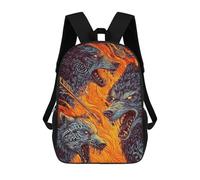 sinyumoney Fierce Wolves Fiery School Backpack Water Resistant School Bag Business Backpack for Boys/Girls/Teenagers 17inch