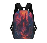 sinyumoney Fiery Abyssal Gateway Kids Backpack,School Backpack Kids School Bag 3D Printed Cartoon Large Capacity Backpack for Kids Boys And Girls 17inch