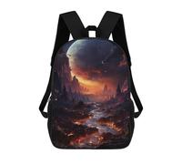 sinyumoney Fiery Alien Planet Children's Backpack, Schoolbag Large Capacity Students Bookbag Rucksack Knapsack for Boys Girls Adults Teen 17inch
