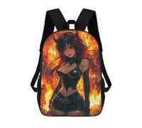 sinyumoney Fiery Anime Demon Girl Backpack School Bag Lightweight Airport College Students Back Pack for Men/Women 17inch