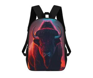 sinyumoney Fiery Bison Portrait Backpack School Bag High Secondary School Bags Casual Backpack for Campus Outdoor Travel Sports 17inch