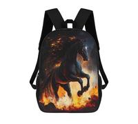 sinyumoney Fiery Black Horse School Backpack Water Resistant Travel Backpack Computer Bag for Girls Boys Teenage 17inch