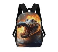 sinyumoney Fiery Crocodile Emerging from Water 3D Printed Children's School Backpack for Kids High Capacity Travel Rucksacks 17 Inch Book Bags Kids