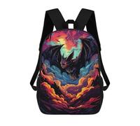 sinyumoney Fiery Demon Bat Artwork 3D Printed 17inch School Bag Children's School Backpack Travel Backpacks Casual Fashion Bag for Kids School Students