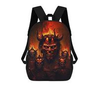 sinyumoney Fiery Demon Warrior Artwork 3D Printed 17inch Kids School Backpack School Bag Fashion Rucksacks for Boys Elementary And Middle School Students