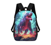 sinyumoney Fiery Dinosaur in Mysterious Forest Backpacks Kids School Backpack School Bag 3D Printed School Bag for Boys Elementary And Middle School Students 17inch