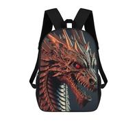 sinyumoney Fiery Dragon Head Statue School Backpack for Girls Backpack Water Repellent Casual Daypack Lightweight Rucksack Boy Girl School Backpack 17inch