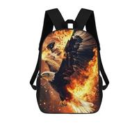 sinyumoney Fiery Eagle School Bag Backpack Teen Schoolbag 3D Printing Adjustable Schoolbag Fashion Pocket Bag for Kids Boys Girls Students And Teenagers Fans 17inch
