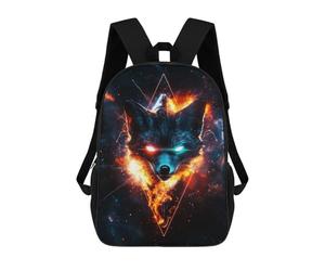 sinyumoney Fiery Galactic Fox Backpacks Kids 17inch School Backpack School Bag 3D Printed School Bag for Boys Elementary And Middle School Students