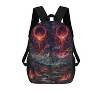 sinyumoney Fiery Landscape with Celestial Rings Backpacks Kids 17inch School Backpack School Bag 3D Printed School Bag for Boys Elementary And Middle School Students